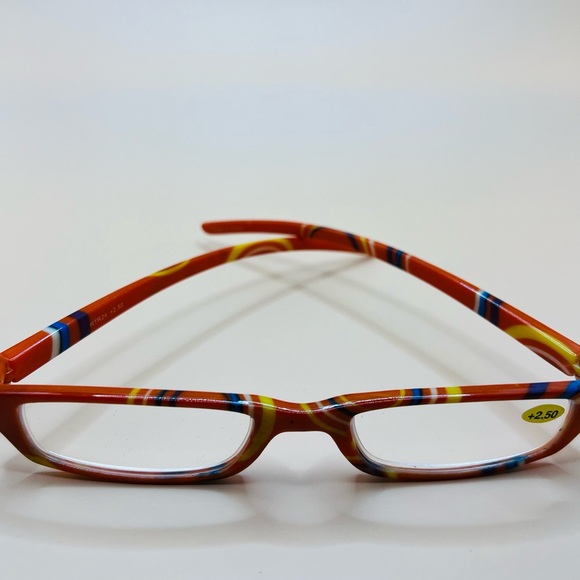 BRAND NEW GEOMETRIC NARROW READERS. ORANGE DESIGN WITH MATCHING CASE - Picture 4 of 8